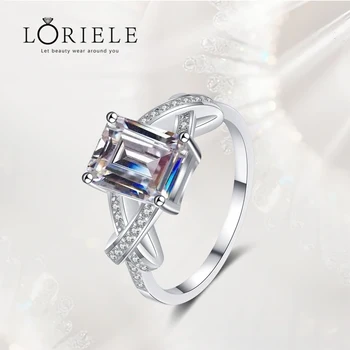 LORIELE 3ct Emerald/Rad Rez Moissanite Krúžok pre Ženy Bielym Zlatom 7*9 mm Ideálny Strih Šumivé Svadobné Diamond Kapela Jewelr