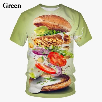 2023 Módne Muži Ženy T-shirt Burger 3d Tlač T-Shirt Lete Zábavné Bežné Topy