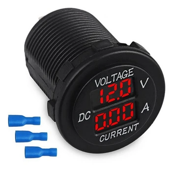 DC12-24V LED Displej Kruhový Automobilový Voltmeter Ammeter Náhradné Diely Digitálne Auto Napätie Prúd Meter Volt Monitor Panel