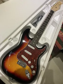 Hudobné Nástroje Big predaj Rosewood hmatníkom vlastné telo Sunburst elektrická gitara farba na sklade, Rovnaký v reálnom fotografie 2024