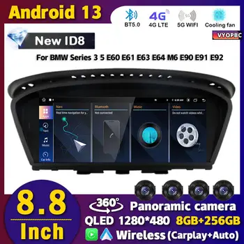 8.8 Palcový Android 13 ID8 Carplay autorádia Pre BMW 3 Série 5 E60 E61 E63 E64 M6 E90 E91 E92 Multimediálne Stereo GPS Prehrávač Audio