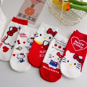 Nové Kreslené dámske Ponožky Cute Cat Ponožky kórejská Verzia Česaná Bavlna dámske Ponožky Čln