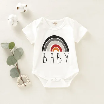0-18 Mesiacov Baby Boy&Girl Romper Novorodenca Oblečenie Krátkymi Rukávmi Biela Tlač Kombinézu Lete Dieťa Chlapčeka Jumpsuit