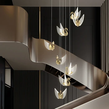 Swan Tvar Veľkoobchod Vysokej Kvality, Vnútorné Hotel Luxusný Zlatý Luster Tvorivé Crystal LED Prívesok na Čítanie