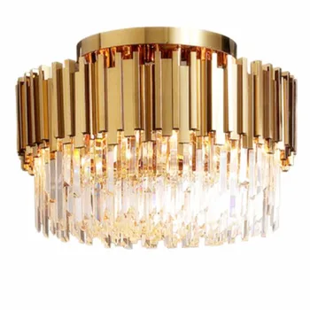 Luxusné crystal stropné LED stropné svietidlo v obývacej izbe, moderne zlaté kruhové domácnosti krytý spálňa svietidlá
