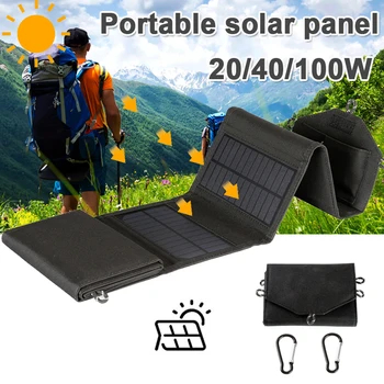 20/40/100W Skladací Solárny Panel 5V Dvojitý USB Výstup Solárne Doska Outdoor Camping Power Bank Núdzové Sunpower Nabíjačka Telefónu