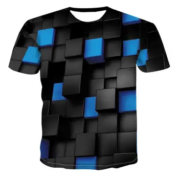 Veľká Veľkosť Muži T-Shirt Lete Geometrické Kruhu 3D Vytlačené Top Tees Módne O--Krku Krátky Rukáv Príležitostné Voľné Muži T-Shirts