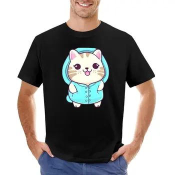 Kopírovať ofCute Kawaii pastelové farby Mačka Nálepky v modrej kostým T-Shirt Short sleeve tee rýchle sušenie t-shirt pánske bavlnené tričká