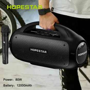 80W Bluetooth Reproduktor Vysoký Výkon Vonkajšie Prenosných Bezdrôtových Stĺpec Music Center a Subwoofer Super Base Audio Mic Hopestar A50