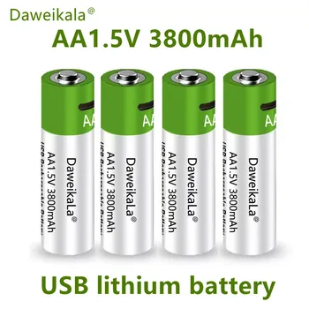 Rýchle nabíjanie 1,5 V AA lítium-iónová batéria s 3800mah kapacity a USB nabíjateľné lítium-USB batérie hračka pre klávesnicu