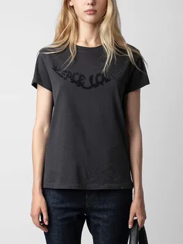 Ženy T-Shirt List Hot Drahokamu Krátky Rukáv, 100% Bavlna Bežné Tees