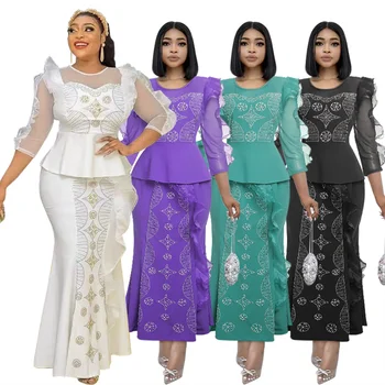 Dve Kus Oblečenia Africkej Ženy, Svadobné Party Šaty Ankara Dashiki Topy, Sukne Farby Afriky Oblečenie pre Ženy, L-3XL
