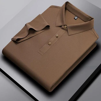 Letné nové brocade, žakárové tkaniny farbou krátky rukáv pánske T-shirt kvalitné obchodné bežné tenké pánske polo tričko