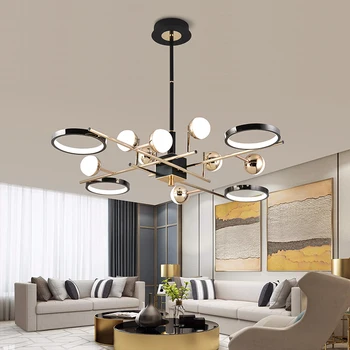 Spálňa LED luster obývacia izba, stropný luster hotel osvetlenie luster krytý modelovanie prívesok lampy zlaté doplnky