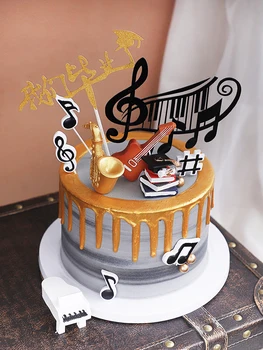 Cake Decoration Koncert Mini Hudobné Nástroje, Klavír, Gitara Strany Tortu Mulčovače Bakalárske Kostým Štúdia Gratulujeme Grad Vložiť
