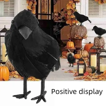 2023 Halloween Black Crow Ornament Simulácia Vrana Animal Model Vták Strašidelné Hračky Horor Rekvizity Halloween Party Domov DIY Dekorácie