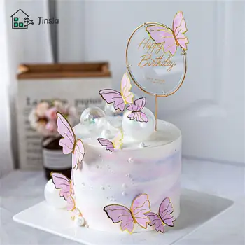 Jednoduché Použitie Happy Birthday Pečenie Plug-in Nádherné Akryl Železa Akryl Kvetinová Výzdoba Tortu Karty Cake Zdobenie Nástroje Buzz
