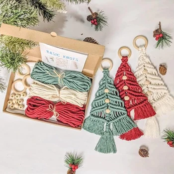 Vianočný Stromček, Ručne Tkaná Bavlna Lano Tkanie Materiál Package Ozdoby