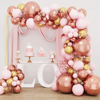 Pink Rose Gold Balón Garland Arch Auta Narodeninovej Party Dekor Deti Narodeninovej Party Svadobné Baby Sprcha Svadobné Party Dekor Balóny