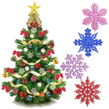 Nový Romantický Lesk Prášok Snowflake Prívesok Vianočný Strom Visí Ozdoby S Reťazcom Domov Svadobné Party Festival Dekorácie