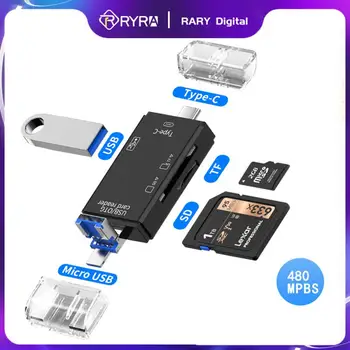 RYRA SD TF Kariet USB C Čítačka Kariet USB 2.0 Mirco SD Čítačka Pamäťových Kariet TypeC OTG Dual Slot Flash Card Reader Adaptér