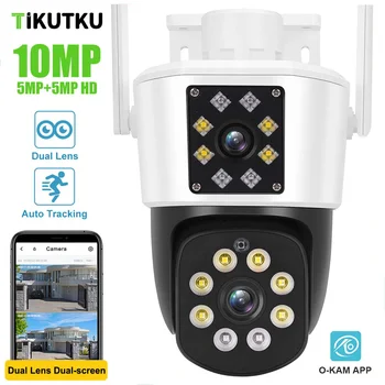 10MP IP Kamera WIFI Vonkajšie 4K CCTV Monitor, Dual Objektívom, Dvojitá Obrazovka PTZ Auto Tracking Zabezpečenia Ochrany kamerový