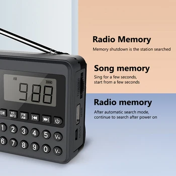 FM/AM/SW Prenosné Rádio Duálny Antény Full Band Rádio Prijímač, Reproduktor, LED Digitálny Displej 2.1 Kanálov, Podpora USB/TF Karty