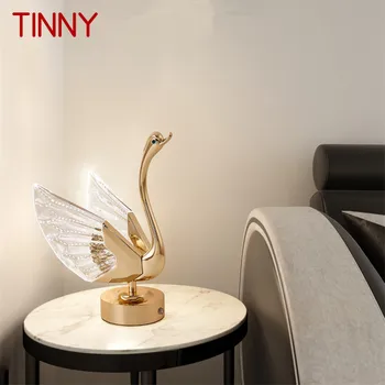 Pásov plechový Moderné LED Swan Nabíjateľná stolná Lampa Kreatívny Dizajn Stôl Light Decor Pre Domáce Obývacia Izba