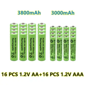 Nové 1.2 V, AA 3800mAh NI-MH Dobíjacie Batérie+1.2 V AAA 3000 mAh Rechageable batérie NI-MH batérie