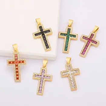 Multicolors Cross Prívesok Zirkón pre DIY Náhrdelník Ženy, Doplnky, Módne Kúzlo Vynikajúce Estetické Šperky Strany Dary