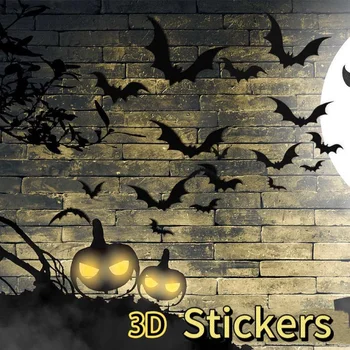 12pcs/set Halloween Dekorácie Black Spider Stenu, Nálepky DIY PVC Umenie Tapety okenného Skla Nálepky Obývacia Izba Domáce Dekorácie