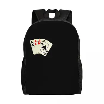 Prispôsobený Eso Karty Šaty Batohy Muži Ženy Základné Bookbag pre College School Módne Poker Kartová Hra Tašky