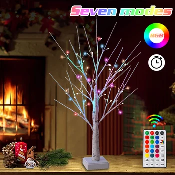 60 CM LED Breza Strom Lampa RGB Farebné Willow Tree Nočné Osvetlenie s Diaľkovým ovládaním Vianoce Domov Svadobné Dekorácie Stola Čítanie