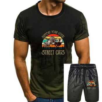 Podpora Miestneho Pouličné Mačky T-Shirt Vintage Darček