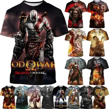 God of War 3D Kratos Vytlačené T Tričko Hot Predaj Mužov Cool Dizajn, T-shirt Boj-Krátke rukávy T-Shirts O Krk Dámske Oblečenie