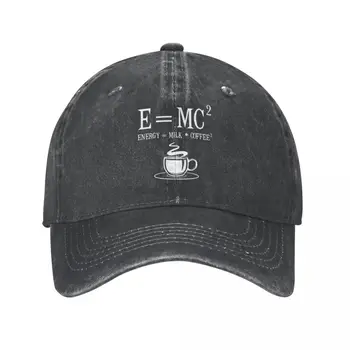 E=MC Energie sa Rovná Mlieko Krát Kávy Unisex šiltovky zábavné Núdzi Denim Klobúk Spp Vintage Outdoorové Aktivity Snapback Klobúk