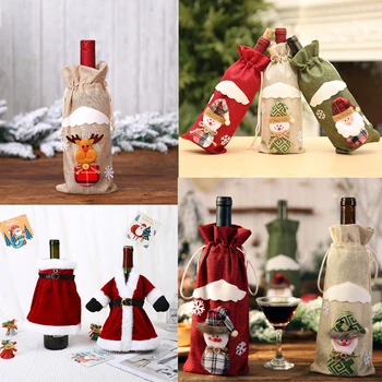 Vianočné Dekorácie pre Domov Santa Claus Fľaša Vína Pokrytie Snowman Osadenie Darček Držiteľov Vianoce Navidad Dekor Nový Rok, Vianoce