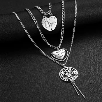1 Nastavte Vintage Láska Srdce Prívesky, Náhrdelníky pre Ženy Multi Vrstva Dlhý Náhrdelník Milenca Šperky, Darčeky