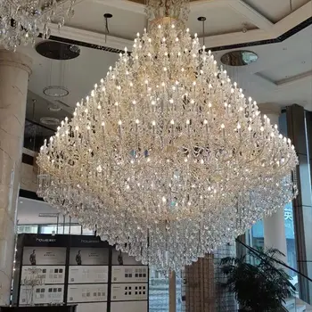 Vlastné 72 Žiarovky Výzdobu Svetlo Pre Vysoké Stropy Hotel Lobby Banquet Hall Villa Manželstva Luxusná Veľká Led Luster