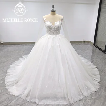 Michelle Royce Luxusné Svadobné Šaty 2023 Milú Appliques Sequined Lesk Tylu Plesové Šaty, Svadobné Šaty Vestidos De Novia