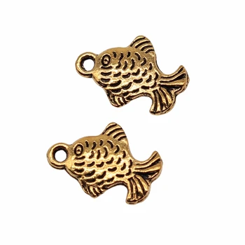 40pcs 16x11mm Starožitné Zlata Farba Á Starožitné Strieborné Pozlátené Ryby zobrazili kľúčové tlačidlá Pre Šperky, Takže DIY Šperky Komponentov