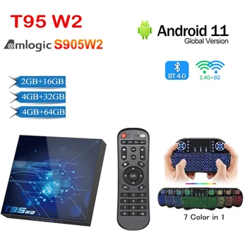 T95 W2 Smart TV Box Android11 Amlogic S905W2 2GB 4GB RAM 16GB 32GB 64GB ROM BT4.0 2.4 G/5G Wifi HDR 4K Media Player Set TopBox