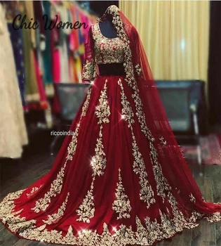Tradičné Červené Pakistanskej Indickej Večerné Šaty 2023 S Zábal Elegantné Dve Kus Čipky Dubaj Arabskom Prom Šaty Maxi Formálnej Strany