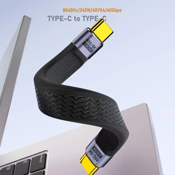 Typ C Samec na USB C Male USB 240W Rýchle Nabíjanie 8K Video Prenos Údajov Kábel pre Externé SSD, Malý a Ľahký