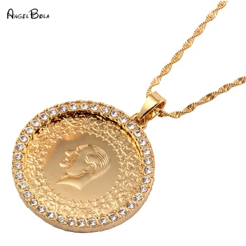 Móda Turecko Luxusné Zlaté Mince Unisex Kúzlo Zlatý Náhrdelník Arabskom Mince Moslimských Islam Strany Svadobné Šperky Veľkoobchod