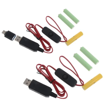 Typ-C, USB Napájanie Batéria, Adaptér, Kábel Vymeňte 3x 1,5 V AAA Batérie