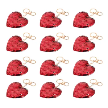 24 Ks Sequin Keychain valentínske Prívesky Auto Výbava Visí Ozdoby Srdce Dekor Tašky