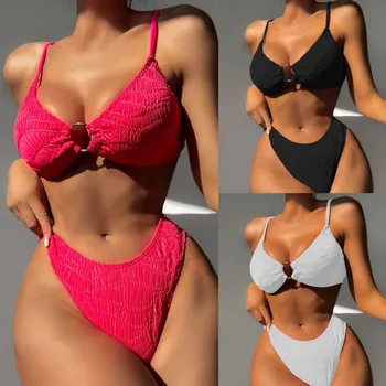 Letné Dámske Sexy Dve Kus Plavky Pevný Farebný Vzor Bikini Beach Plavky