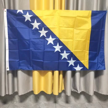 Doprava zadarmo Vysoko Kvalitné Bosne a Hercegovine vlajka 90x150cm 5*3 ft polyester Double penetrácia tlač Zavesenie