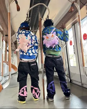 Nové Ulice trend retro náradie módne džínsy high street Y2K nohavice Harajuku hip-hop vytlačené voľné pracovné nohavice nohavice mužov, doplnky